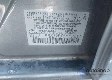 2017 Nissan Sentra S from USA, damaged, VIN 3N1AB7AP5HY248199